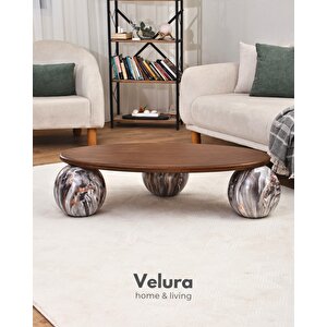 Modern Orta Sehpa & Küre Sehpa & Top Sehpa & Oval Ceviz Mdf & Dune