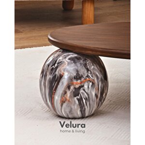 Modern Orta Sehpa & Küre Sehpa & Top Sehpa & Oval Ceviz Mdf & Dune