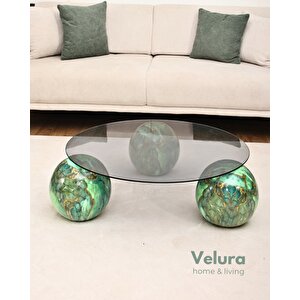 Modern Orta Sehpa & Küre Sehpa & Top Sehpa & Füme Yuvarlak Cam & Jungle