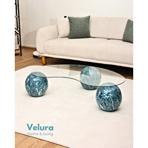 Modern Orta Sehpa & Küre Sehpa & Top Sehpa & Şeffaf Fasulye Cam & Ocean