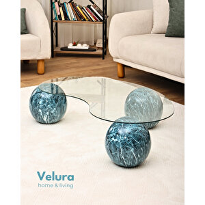 Modern Orta Sehpa & Küre Sehpa & Top Sehpa & Şeffaf Fasulye Cam & Ocean