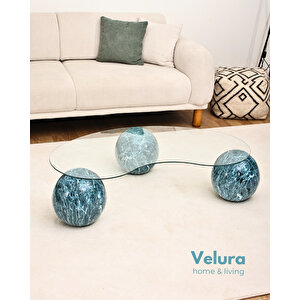 Modern Orta Sehpa & Küre Sehpa & Top Sehpa & Şeffaf Fasulye Cam & Ocean