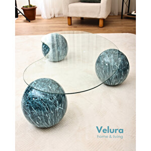 Modern Orta Sehpa & Küre Sehpa & Top Sehpa & Şeffaf Fasulye Cam & Ocean