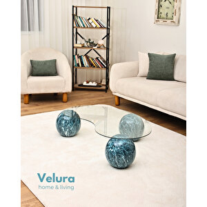 Modern Orta Sehpa & Küre Sehpa & Top Sehpa & Şeffaf Fasulye Cam & Ocean