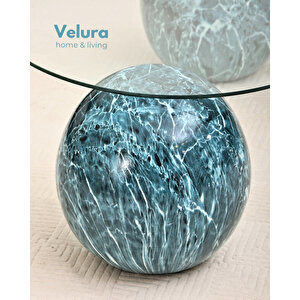 Modern Orta Sehpa & Küre Sehpa & Top Sehpa & Şeffaf Fasulye Cam & Ocean