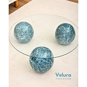 Modern Orta Sehpa & Küre Sehpa & Top Sehpa & Şeffaf Yuvarlak Cam & Ocean