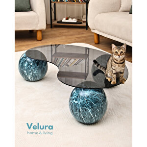 Modern Orta Sehpa & Küre Sehpa & Top Sehpa & Füme Fasulye Cam & Ocean