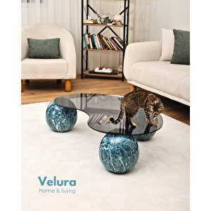 Modern Orta Sehpa & Küre Sehpa & Top Sehpa & Füme Fasulye Cam & Ocean