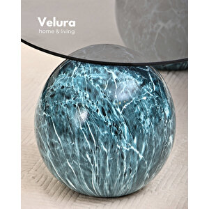 Modern Orta Sehpa & Küre Sehpa & Top Sehpa & Füme Fasulye Cam & Ocean