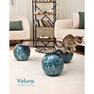 Modern Orta Sehpa & Küre Sehpa & Top Sehpa & Füme Fasulye Cam & Ocean