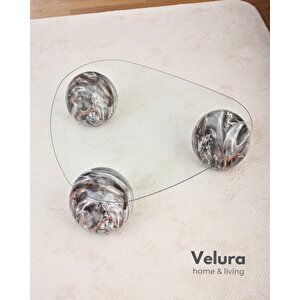 Modern Orta Sehpa & Küre Sehpa & Top Sehpa & Şeffaf Üçgen Cam & Dune