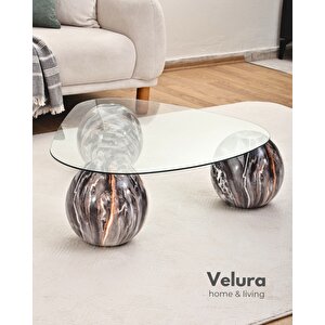 Modern Orta Sehpa & Küre Sehpa & Top Sehpa & Şeffaf Üçgen Cam & Dune