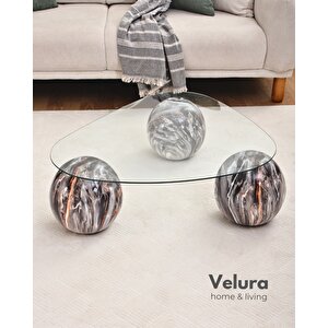 Modern Orta Sehpa & Küre Sehpa & Top Sehpa & Şeffaf Üçgen Cam & Dune