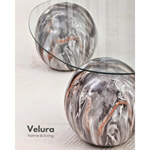 Modern Orta Sehpa & Küre Sehpa & Top Sehpa & Şeffaf Üçgen Cam & Dune