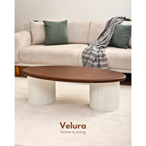 Zag Orta Sehpa - Ceviz Tabla & Beyaz Ayak