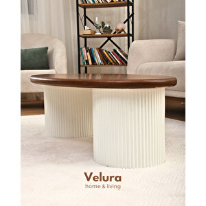 Zag Orta Sehpa - Ceviz Tabla & Beyaz Ayak