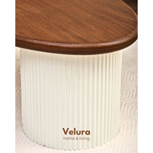 Zag Orta Sehpa - Ceviz Tabla & Beyaz Ayak