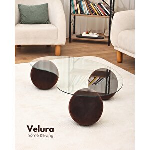 Modern Orta Sehpa & Küre Sehpa & Top Sehpa & Şeffaf Fasulye Cam & Flok (kadifemsi Top Sehpa)