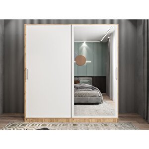 Star Sürgü Kapaklı Gizli Çekmeceli Dolap Gardırop Çam Beyaz 140 Cm - Ücretsiz Kurulum