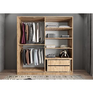 Star Sürgü Kapaklı Gizli Çekmeceli Dolap Gardırop Çam Beyaz 140 Cm - Ücretsiz Kurulum