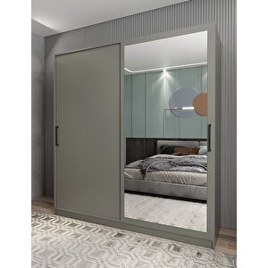 Star Sürgü Kapaklı Gizli Çekmeceli Dolap Gardırop Füme 140 Cm - Ücretsiz Kurulum