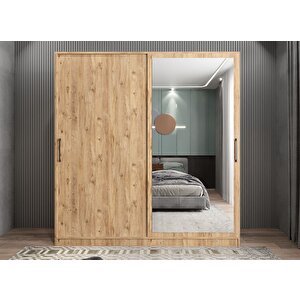 Star Sürgü Kapaklı Gizli Çekmeceli Dolap Gardırop Çam 208 Cm - Ücretsiz Kurulum