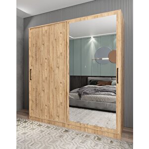 Star Sürgü Kapaklı Gizli Çekmeceli Dolap Gardırop Çam 208 Cm - Ücretsiz Kurulum