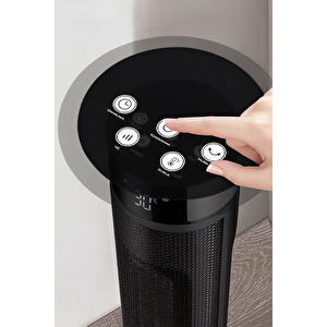 Robo Şömineli Seramik Kule Tipi Dikey Isıtıcı Uzaktan Kumandalı