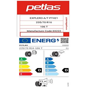 235/70 R16 Tl 106t Explero A/t Pt421 Suv Yaz Lastiği (üretim Tarihi:2025)