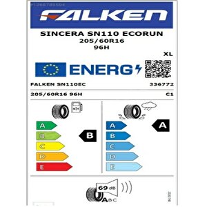 205/60 R16 Tl 96h Xl Sincera Sn110 Ecorun Oto Yaz Lastiği (üretim Tarihi:2025)