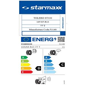 165/65 R13 Tl 77t Tolero St330 Oto Yaz Lastiği (üretim Tarihi:2025)