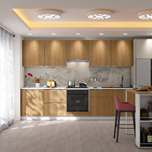 Alba Serisi 300 Cm. Fırın Aspiratör Ve Çekmece Modüllü Hazır Mutfak Al-300asp-c 300 cm