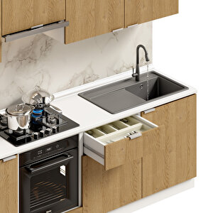 Dekorex Alba Serisi 330 Cm. Fırın Aspiratör Ve Çekmece Modüllü Hazır Mutfak Al-330asp-c