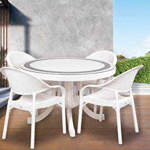 Holiday 120 Q Yuvarlak Masa Takımı Beyaz