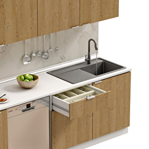 Dekorex Alba Serisi 330 Cm Aspiratör Ve Çekmece Modüllü Hazır Mutfak Al-330asp-bc