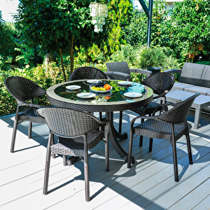 Holiday 120 Q Yuvarlak Masa Takımı Kahverengi