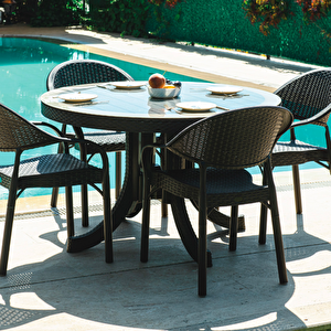 Holiday 120 Q Yuvarlak Masa Takımı Kahverengi