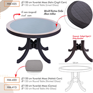 Holiday 120 Q Yuvarlak Masa Takımı Kahverengi