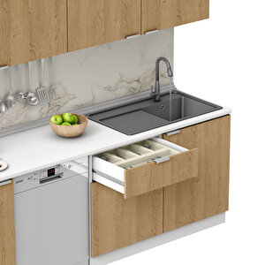 Dekorex Alba Serisi 345 Cm Aspiratör Ve Çekmece Modüllü Hazır Mutfak Al-345asp-bc