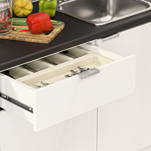 Dekorex Elsa Serisi 300 Cm Aspiratör Ve Çekmece Modüllü Siyah Tezgahlı Hazır Mutfak Ls-300asp-bc-st