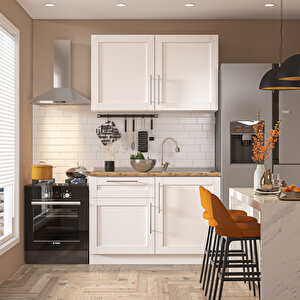 Pia Beyaz Serisi 120 Cm Beyaz Meşe Tezgahlı Hazır Mutfak Pb-120dav-mt 120 cm