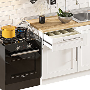 Dekorex Pia Beyaz Serisi 120 Cm Beyaz Meşe Tezgahlı Hazır Mutfak Pb-120dav-mt