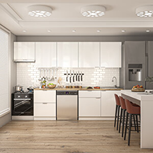 Elsa Serisi 300 Cm Aspiratör Ve Çekmece Modüllü Meşe Tezgahlı Hazır Mutfak Ls-300asp-bc-mt 300 cm