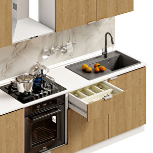 Dekorex Alba Serisi 345 Cm. Fırın Ve Çekmece Modüllü Hazır Mutfak Al-345dav-c