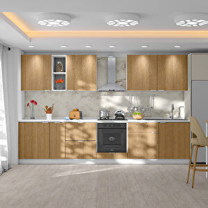 Alba Serisi 330 Cm. Fırın Ve Çekmece Modüllü Hazır Mutfak Al-330dav-c 330 cm