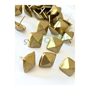 25 Adet 20 Mm Piramit Sarı Kabara Raptiye Hobi Çivisi Koltuk Çanta Tasarım Aksesuar Süsü