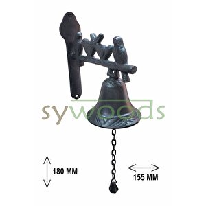 4 Kuşlu Kapı Çanı Pirinç Malzeme Dekoratif Vintage Dış Kapı Aksesuar Siyah