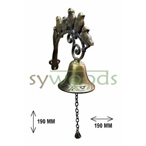 6 Kuşlu Kapı Çanı Pirinç Malzeme Dekoratif Vintage Kapı Aksesuar Sarı