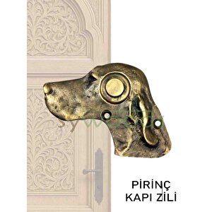 Köpek Motif Pirinç Döküm Kapı Zili Dekoratif Motifli Antik