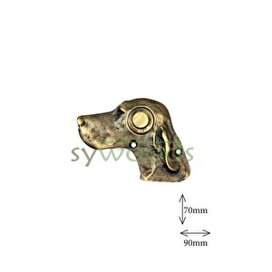 Köpek Motif Pirinç Döküm Kapı Zili Dekoratif Motifli Antik